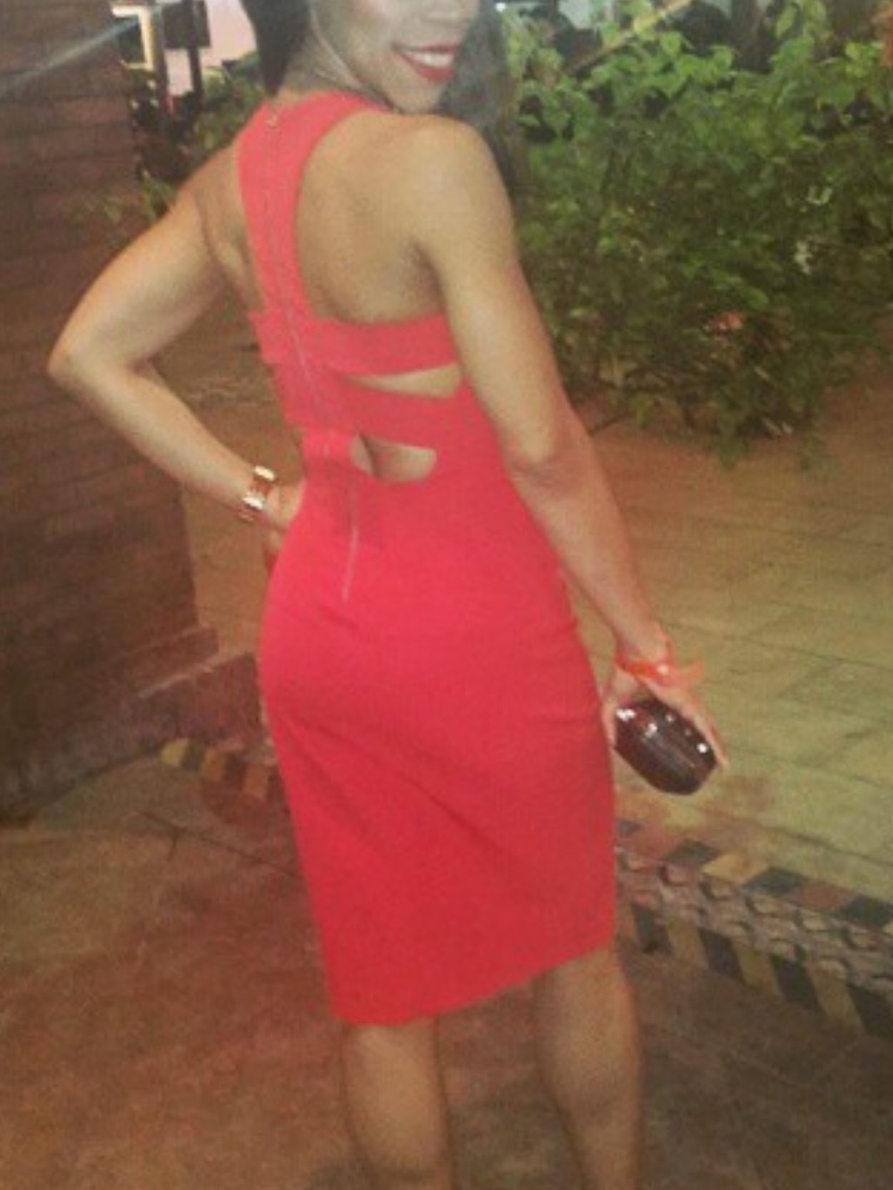 Zara Red Midi Dress with Cutout Details
